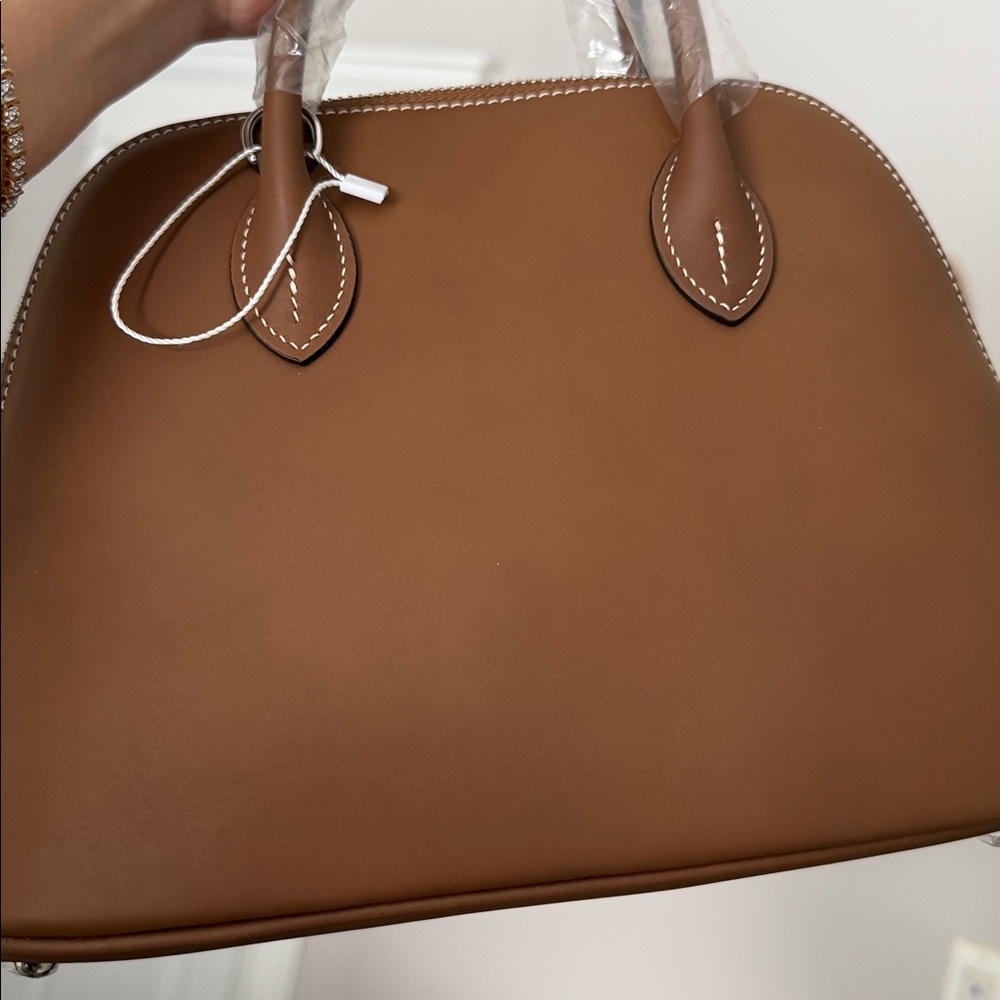 Real Leather Chestnut/Cream Handbag